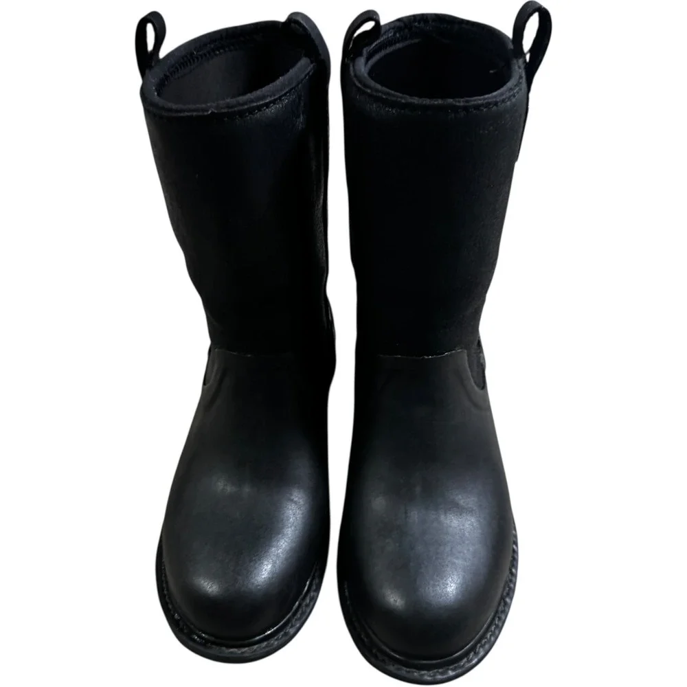 Bogs‎ Mason Leather Boots Womens 6 Black Excellent Mid Calf Pull On 52438